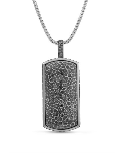 LuvMyJewelry Fossil Agate Stone Tag in Black Rhodium Plated Sterling Silver product