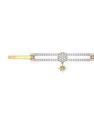 Full Moon North Star Diamond Bangle in 14K Yellow Gold Vermeil on Sterling Silver