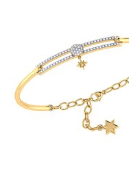 Full Moon North Star Diamond Bangle in 14K Yellow Gold Vermeil on Sterling Silver - Gold