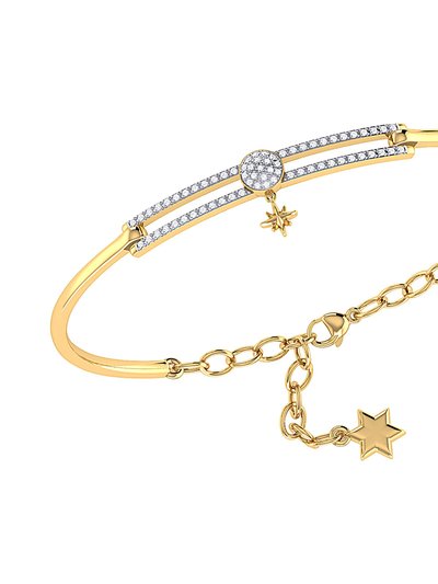 LuvMyJewelry Full Moon North Star Diamond Bangle in 14K Yellow Gold Vermeil on Sterling Silver product
