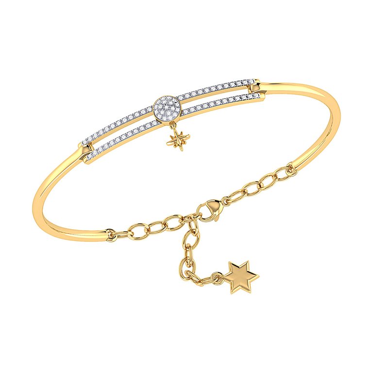 Full Moon North Star Diamond Bangle in 14K Yellow Gold Vermeil on Sterling Silver - Gold