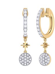 Full Moon Star Diamond Hoop Earrings In 14K Yellow Gold Vermeil On Sterling Silver - Yellow Gold