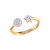 Full Moon Star Diamond Open Ring In 14K Yellow Gold Vermeil On Sterling Silver - Yellow Gold