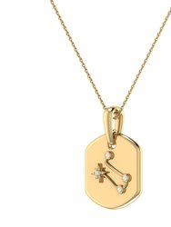 Gemini Twin Moonstone & Diamond Constellation Tag Pendant Necklace In 14K Yellow Gold Vermeil On Sterling Silver