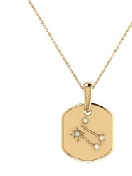 Gemini Twin Moonstone & Diamond Constellation Tag Pendant Necklace In 14K Yellow Gold Vermeil On Sterling Silver - Yellow Gold