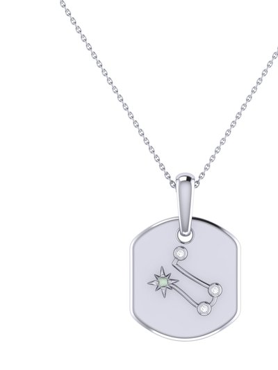 LuvMyJewelry Gemini Twin Moonstone & Diamond Constellation Tag Pendant Necklace In Sterling Silver product