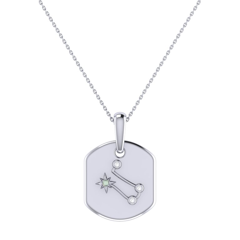 Gemini Twin Moonstone & Diamond Constellation Tag Pendant Necklace In Sterling Silver - Silver