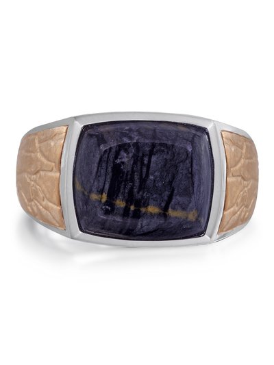 LuvMyJewelry Grey Picture Agate Stone Signet Ring in Brown Rhodium Plated Sterling Silver product