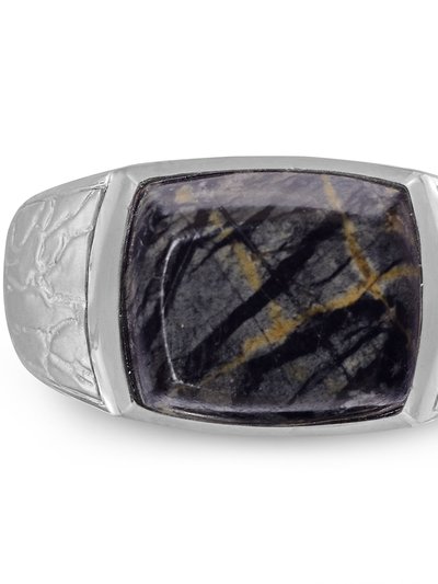 LuvMyJewelry Grey Picture Jasper Stone Signet Ring in Sterling Silver product