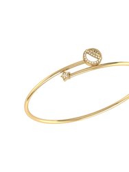 Half Moon Star Adjustable Diamond Bangle In 14K Yellow Gold Vermeil On Sterling Silver - Yellow Gold