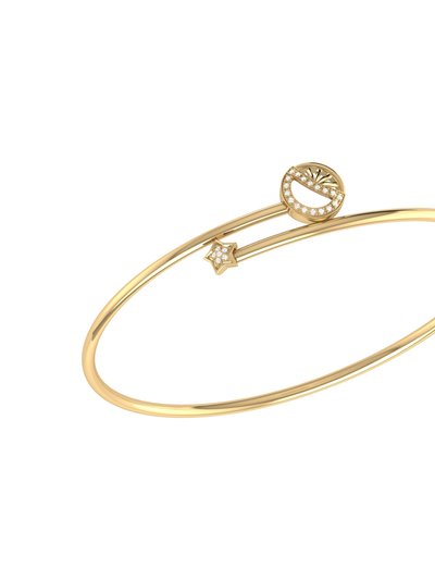 LuvMyJewelry Half Moon Star Adjustable Diamond Bangle In 14K Yellow Gold Vermeil On Sterling Silver product