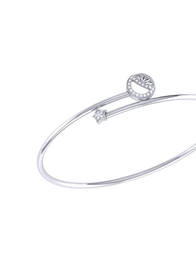 LuvMyJewelry Half Moon Star Adjustable Diamond Bangle In Sterling Silver product