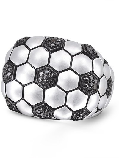 LuvMyJewelry Kick & Goal Soccer Black Rhodium Plated Sterling Silver Black Diamond Head Ring product