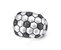 Kick & Goal Soccer Black Rhodium Plated Sterling Silver Black Diamond Head Ring - Silver
