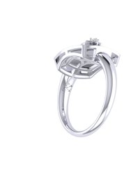 Leo Lion Peridot & Diamond Constellation Signet Ring in Sterling Silver