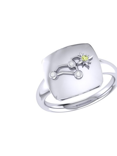 LuvMyJewelry Leo Lion Peridot & Diamond Constellation Signet Ring in Sterling Silver product