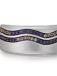 Life's a Beach Sterling Silver Blue Sapphire & Topaz Stone Band Ring - Silver