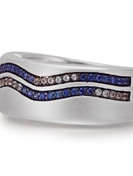 Life's a Beach Sterling Silver Blue Sapphire & Topaz Stone Band Ring