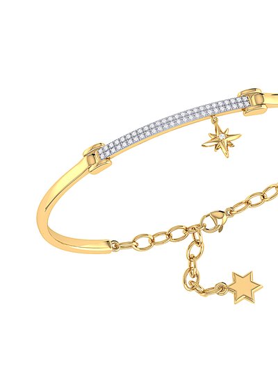 LuvMyJewelry Little North Star Diamond Bar Bangle In 14K Yellow Gold Vermeil On Sterling Silver product