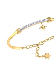 Little North Star Diamond Bar Bangle In 14K Yellow Gold Vermeil On Sterling Silver - Yellow Gold