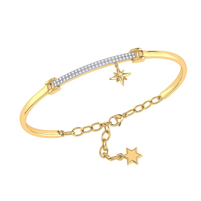 Little North Star Diamond Bar Bangle In 14K Yellow Gold Vermeil On Sterling Silver - Yellow Gold