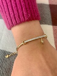 Little North Star Diamond Bar Bangle In 14K Yellow Gold Vermeil On Sterling Silver