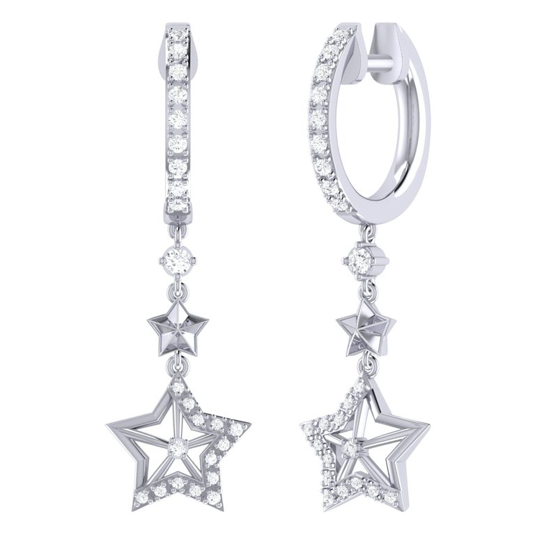 Little Star Lucky Star Diamond Hoop Earrings in Sterling Silver - Silver