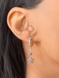 Little Star Lucky Star Diamond Hoop Earrings in Sterling Silver