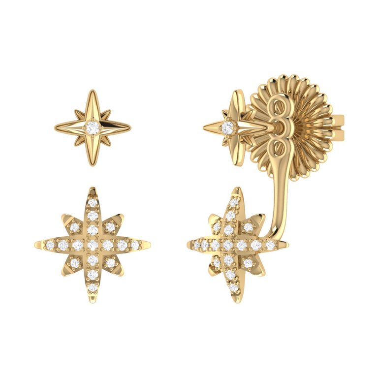 Little Star North Star Diamond Stud Earrings in 14K Yellow Gold Vermeil on Sterling Silver - Gold