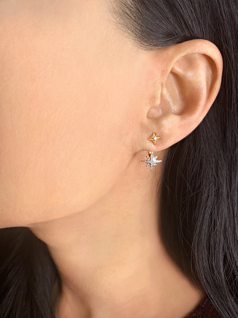 Little Star North Star Diamond Stud Earrings in 14K Yellow Gold Vermeil on Sterling Silver