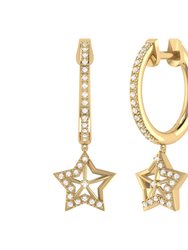 Lucky Star Diamond Hoop Earrings in 14K Yellow Gold Vermeil on Sterling Silver - Gold