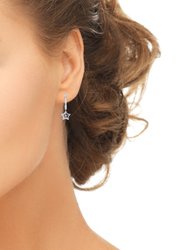 Lucky Star Diamond Hoop Earrings In Sterling Silver