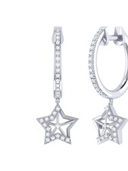 Lucky Star Diamond Hoop Earrings In Sterling Silver - Silver