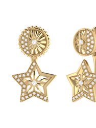Lucky Star Diamond Stud Earrings In 14K Yellow Gold Vermeil On Sterling Silver - Yellow Gold