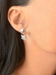 Lucky Star Diamond Stud Earrings In Sterling Silver