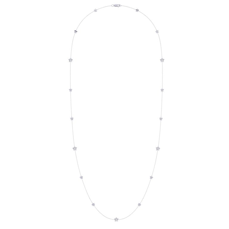 Lucky Star Layered Diamond Necklace In Sterling Silver - Silver