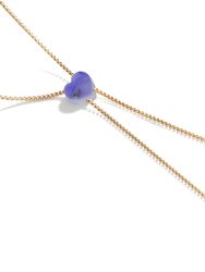 Luv Me Blue Howlite Adjustable Heart Necklace in 14K Yellow Gold Plated Sterling Silver