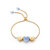 Luv Me Blue Howlite Bolo Adjustable I Love You Heart Bracelet In 14K Yellow Gold Plated Sterling Silver - Yellow Gold
