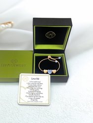 Luv Me Blue Howlite Bolo Adjustable I Love You Heart Bracelet In 14K Yellow Gold Plated Sterling Silver