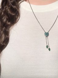 Luv Me Green Aventurine Adjustable Heart Necklace in Sterling Silver