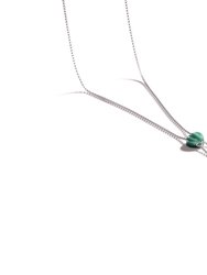 Luv Me Green Aventurine Adjustable Heart Necklace in Sterling Silver - Silver