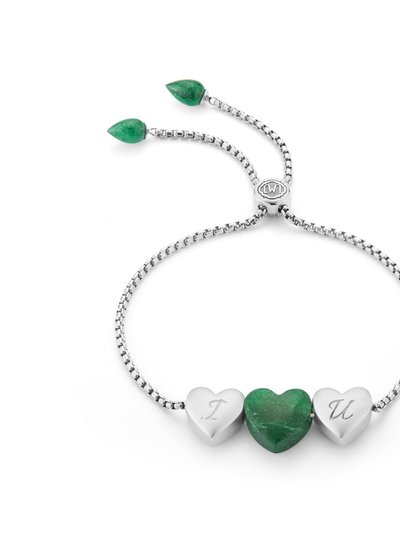 LuvMyJewelry Luv Me Green Aventurine Bolo Adjustable I Love You Heart Bracelet In Sterling Silver product
