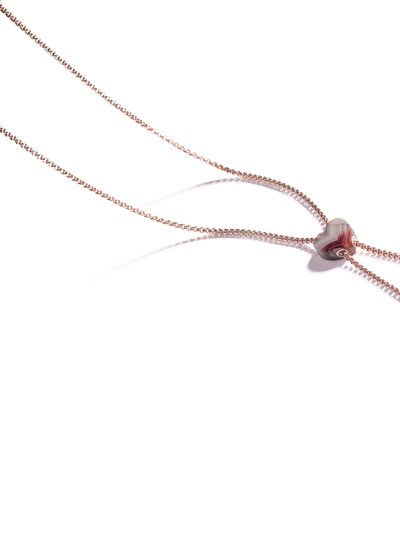 LuvMyJewelry Luv Me Lace Agate Adjustable Heart Necklace In 14K Rose Gold Plated Sterling Silver product