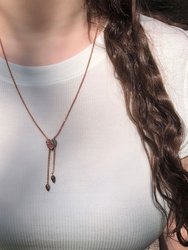 Luv Me Lace Agate Adjustable Heart Necklace In 14K Rose Gold Plated Sterling Silver