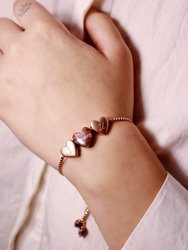 Luv Me Lace Agate Bolo Adjustable I Love You Heart Bracelet In 14K Rose Gold Plated Sterling Silver