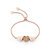 Luv Me Lace Agate Bolo Adjustable I Love You Heart Bracelet In 14K Rose Gold Plated Sterling Silver - Rose Gold