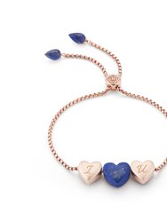 Luv Me Lapis Bolo Adjustable I Love You Heart Bracelet In 14K Rose Gold Plated Sterling Silver - Rose Gold