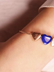 Luv Me Lapis Bolo Adjustable I Love You Heart Bracelet In 14K Rose Gold Plated Sterling Silver