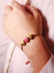 Luv Me Thulite Bolo Adjustable I Love You Heart Bracelet in 14K Rose Gold Plated Sterling Silver