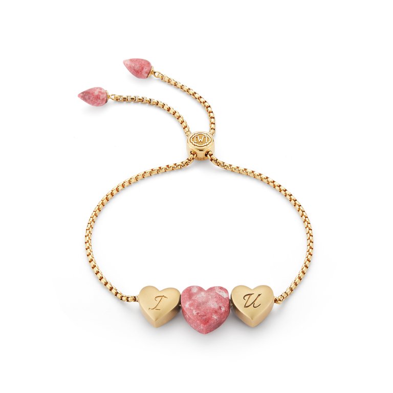 Luv Me Thulite Bolo Adjustable I Love You Heart Bracelet In 14K Yellow Gold Plated Sterling Silver - Yellow Gold